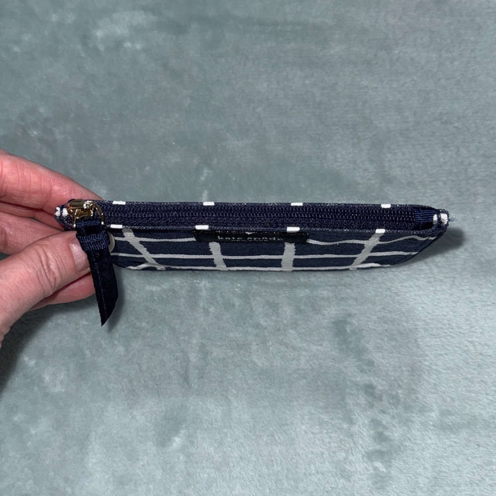 kate spade Navy and White Grid Pouch - Picture 8 of 11